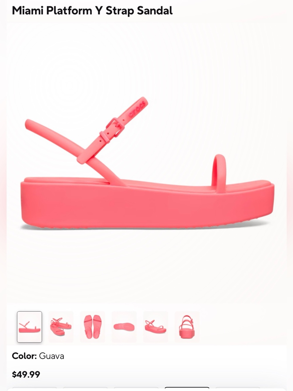 NWT CROCS Women's Miami Slim-Strap Sandal in Guava
